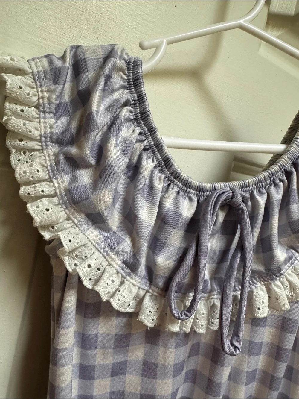 Wildling WDW 3T Gingham Check Swim Purple White Eyelet lace Ruffle & Tie Girls 3 - Picture 2 of 13